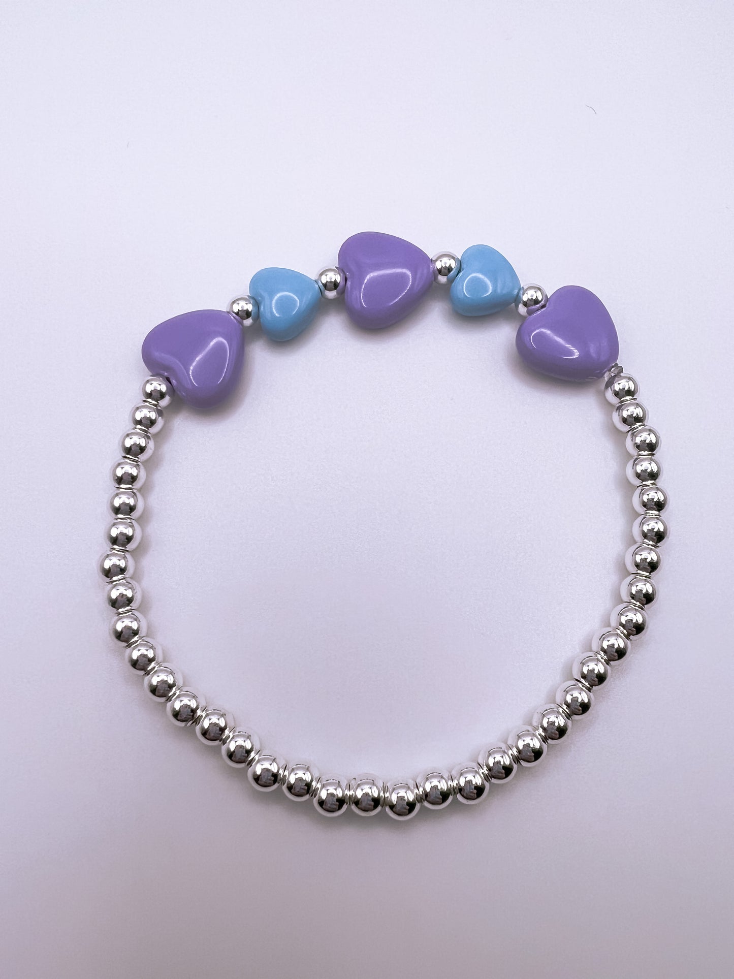 18k Silver Purple & Blue Bracelet SIZE 7in.